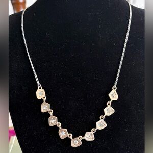 Kenneth Cole Silver-Tone Linked Geometric Necklace with Clear Accents